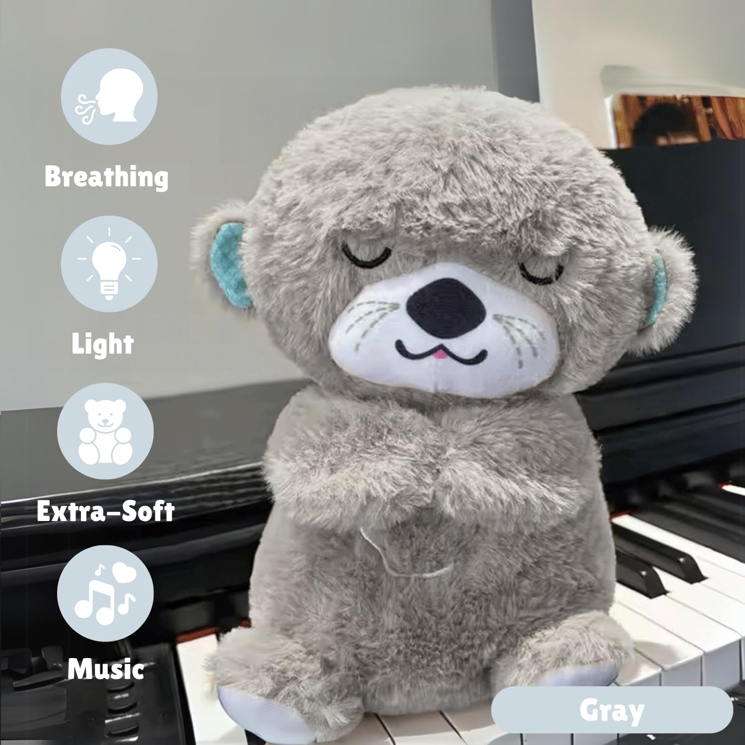 TDP Breathing Teddy Bear with Glowing Light & Music